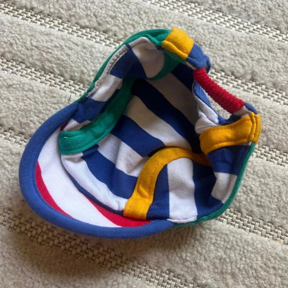 VTG Color Block striped baby hat Convertible Retro Kidcore Summer Vacation